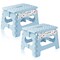 Casafield Folding Step Stools with Handle (Set of 2) - Portable Collapsible Small Plastic Foot Stool - Use in the Kitchen, Bathroom and Bedroom